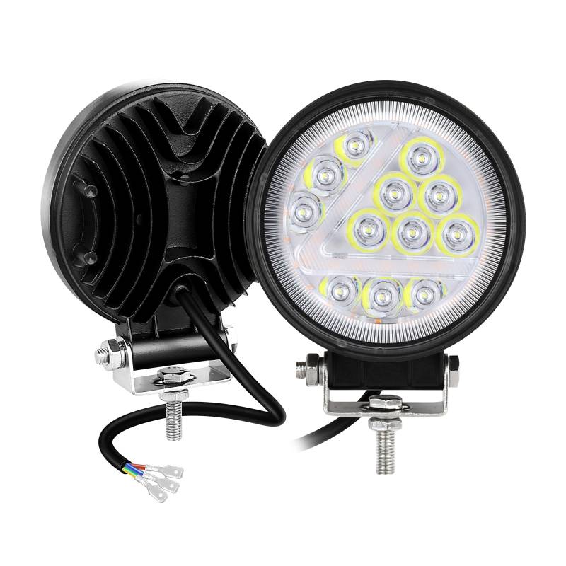 Willpower 2PCS 4 Zoll 36W Led Arbeitsscheinwerfer Bar 12V 24V Led Scheinwerfer Spotlights für Offroad Auto Traktor Boot 4x4 Zusatzscheinwerfer Rückfahrscheinwerfer, 3000K 6000K Zweifarbig, Rundes von Willpower