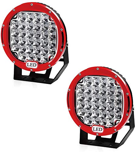 Willpower 2pcs LED Offroad Scheinwerfer 12V 24V Arbeitsscheinwerfer Led Auto 252W 23CM Zusatzscheinwerfer 6000K Wasserdicht IP67 Rückfahrscheinwerfer Led für Traktor Truck SUV UTV ATV Rot von Willpower