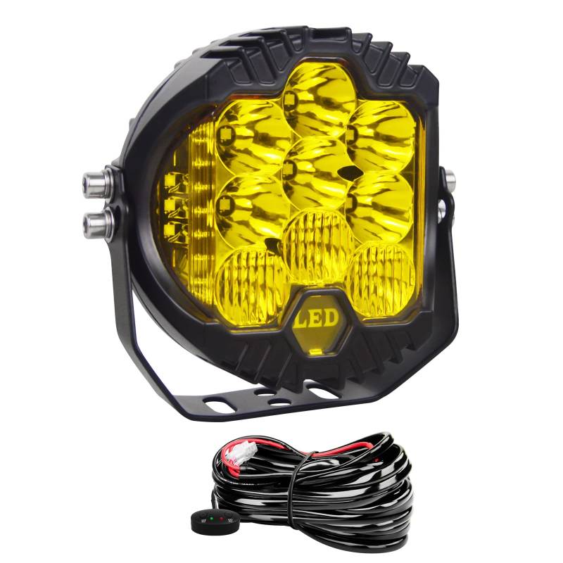 Willpower LED Scheinwerfer Traktor 7 Zoll 75W LED Arbeitsscheinwerfer 12V 24V 3000K Bernstein LED Offroad Zusatzscheinwerfer IP67 Wasserdicht Rückfahrscheinwerfer für Auto ATV 4x4 mit Kabelbaum von Willpower