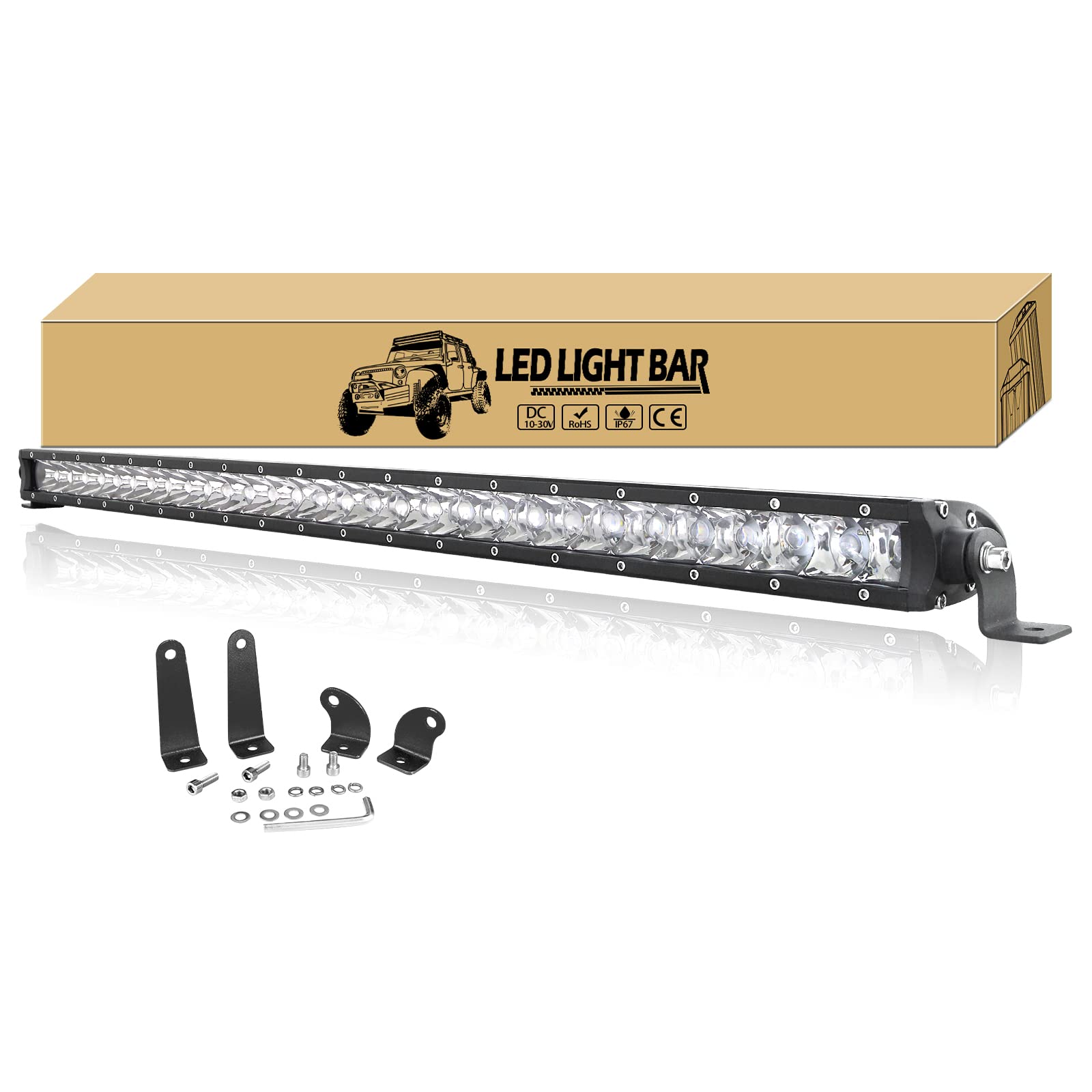 Willpower 31 Zoll 78cm 150W LED Arbeitsscheinwerfer Bar Enzelne Reihe LED Scheinwerfer 12V 24V Wasserdicht Arbeitslicht Zusatzscheinwerfer Auto Offroad Traktor SUV UTV ATV von Willpower