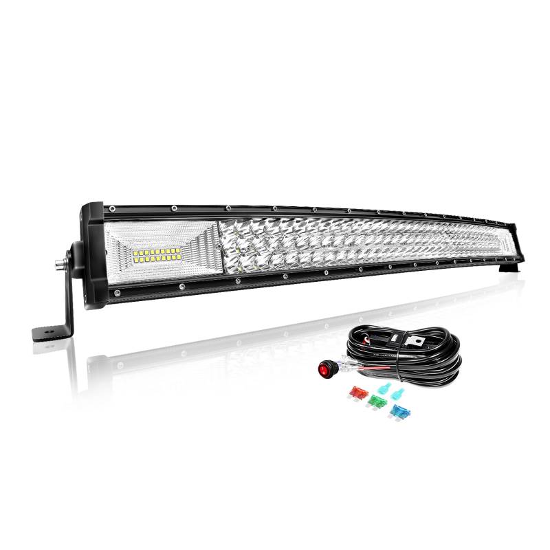 Willpower 32 Zoll 81CM 405W Led Arbeitsscheinwerfer Bar Gebogen Led Scheinwerfer 12V 24V Flutlicht Spot Led Bar für Offroad Auto Traktor Zusatzscheinwerfer Rückfahrscheinwerfer Lightbar mit Kabelbaum von Willpower