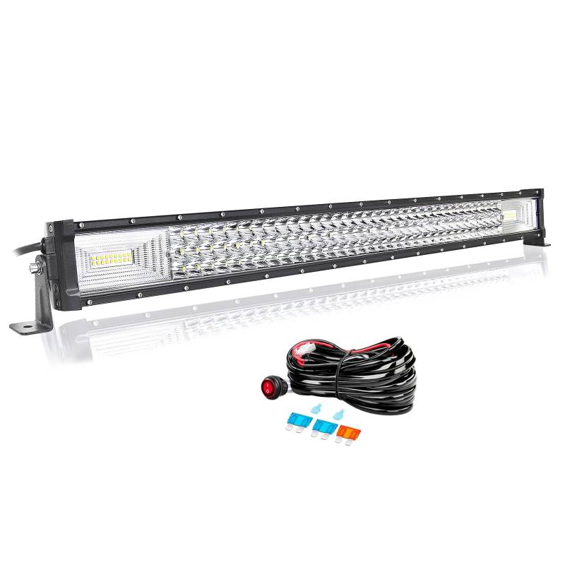 Willpower 32 Zoll 81CM 405W Led Arbeitsscheinwerfer Bar Led Scheinwerfer 12V 24V Wasserdicht Flutlicht Spot Led Bar für Offroad Auto Traktor Zusatzscheinwerfer Rückfahrscheinwerfer mit Kabelbaum von Willpower