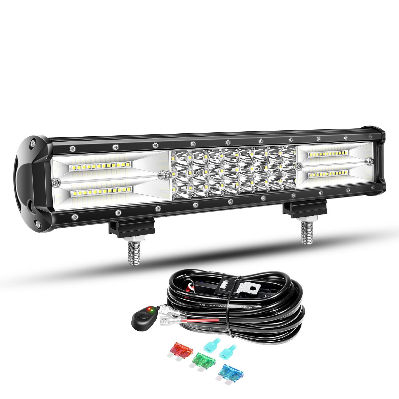 Willpower 38cm 216W LED Arbeitsscheinwerfer Bar LED Scheinwerfer 12V 24V mit Kabelbaum Flutlicht Reflektor Combo Arbeitslicht Zusatzscheinwerfer für Auto Offroad Traktor SUV UTV ATV von Willpower