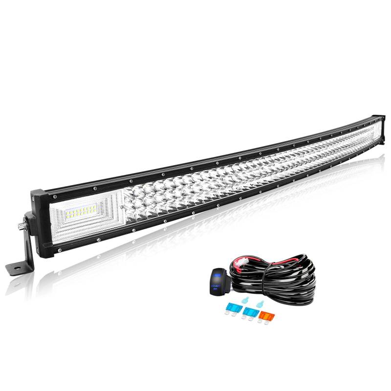 Willpower 42 Zoll 107CM 540W Led Arbeitsscheinwerfer Bar Gebogen Led Scheinwerfer 12V 24V Flutlicht Spot Led Bar für Offroad Auto Traktor Zusatzscheinwerfer Rückfahrscheinwerfer Lightbar mit Kabelbaum von Willpower