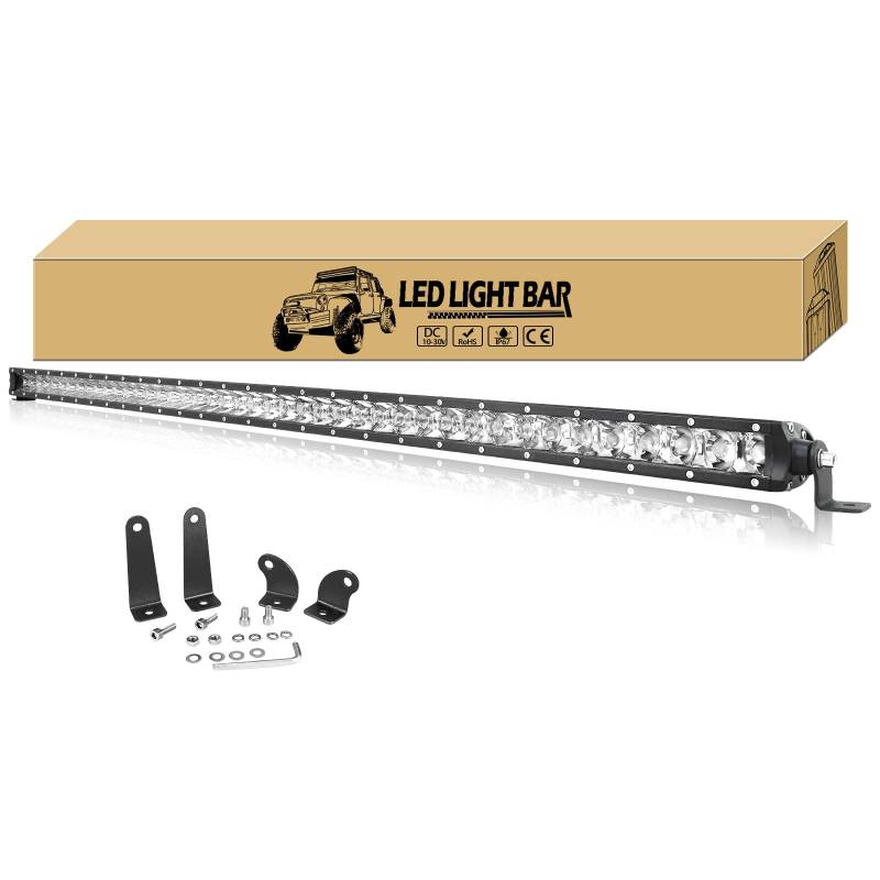 Willpower 43 Zoll 108cm 210W LED Arbeitsscheinwerfer Bar Enzelne Reihe LED Scheinwerfer 12V 24V Wasserdicht Arbeitslicht Zusatzscheinwerfer Auto Offroad Traktor SUV UTV ATV von Willpower