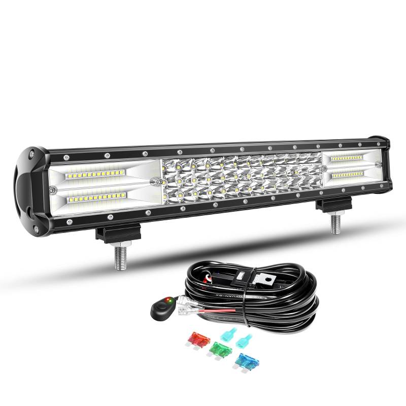 Willpower 46cm 252W LED Arbeitsscheinwerfer Bar LED Scheinwerfer 12V 24V mit Kabelbaum Flutlicht Reflektor Combo Arbeitslicht Zusatzscheinwerfer für Auto Offroad Traktor SUV UTV ATV von Willpower