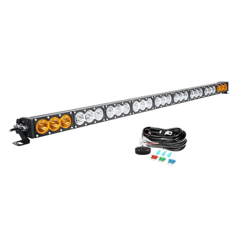 Willpower 49 Zoll 270W Led Arbeitsscheinwerfer Bar 12V 24V Led Scheinwerfer IP67 Led Bar für Offroad Auto Traktor LKW Zusatzscheinwerfer Rückfahrscheinwerfer Lightbar, mit Kabelbaum, Weiß & Bernstein von Willpower