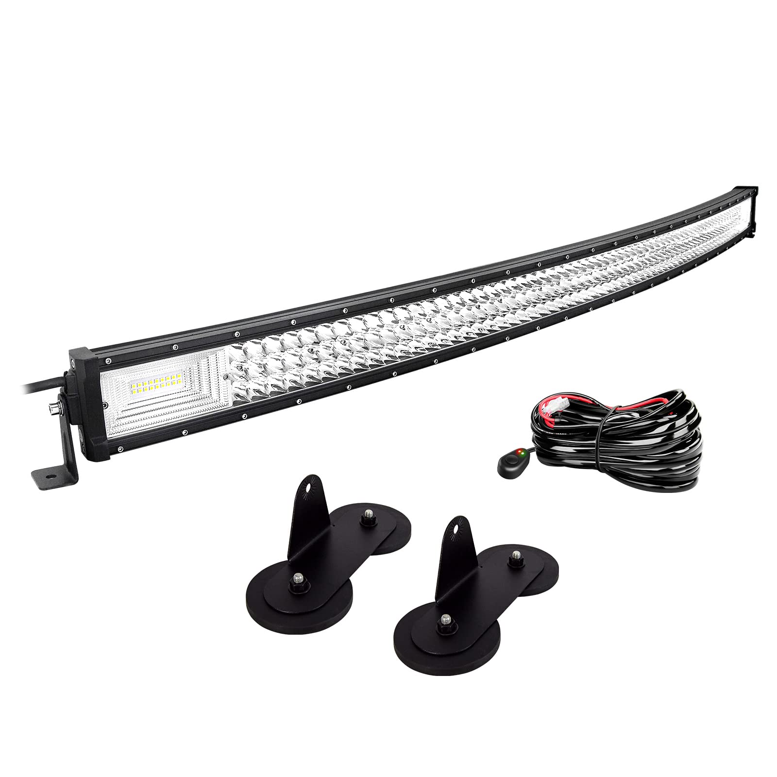 Willpower 50 Zoll 127CM 648W Led Arbeitsscheinwerfer Bar Gebogen + 2pcs 4 Zoll Led Scheinwerfer + Kabelbaum 12V 24V LED Bar für Offroad Auto Traktor Zusatzscheinwerfer Rückfahrscheinwerfer Lightbar von Willpower