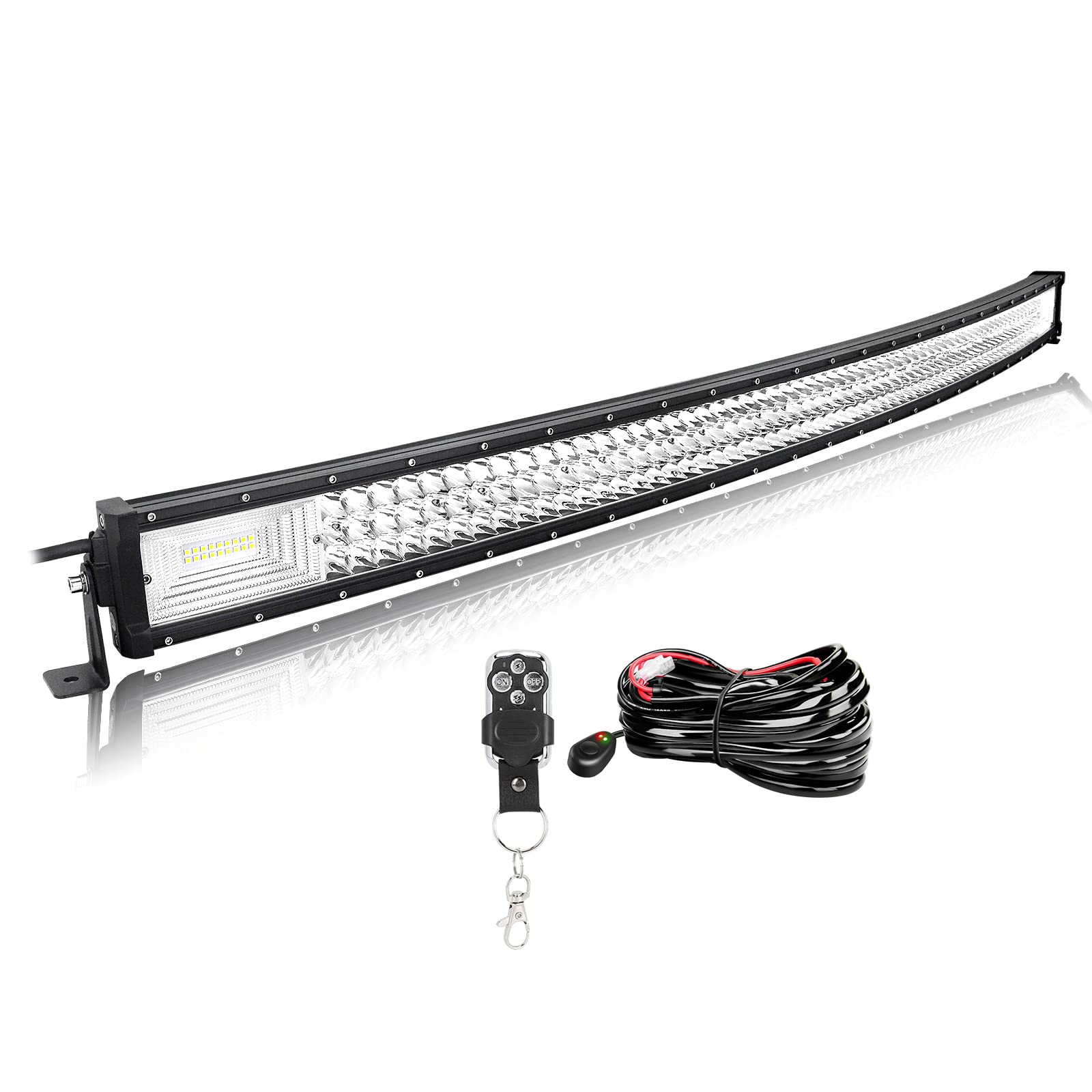 Willpower 50 Zoll 127CM 648W Led Arbeitsscheinwerfer Bar Gebogen Led Scheinwerfer 12V 24V Wasserdicht IP67 Led Bar für Offroad Auto Traktor Zusatzscheinwerfer Lightbar mit Strobe -Kabelbaum von Willpower