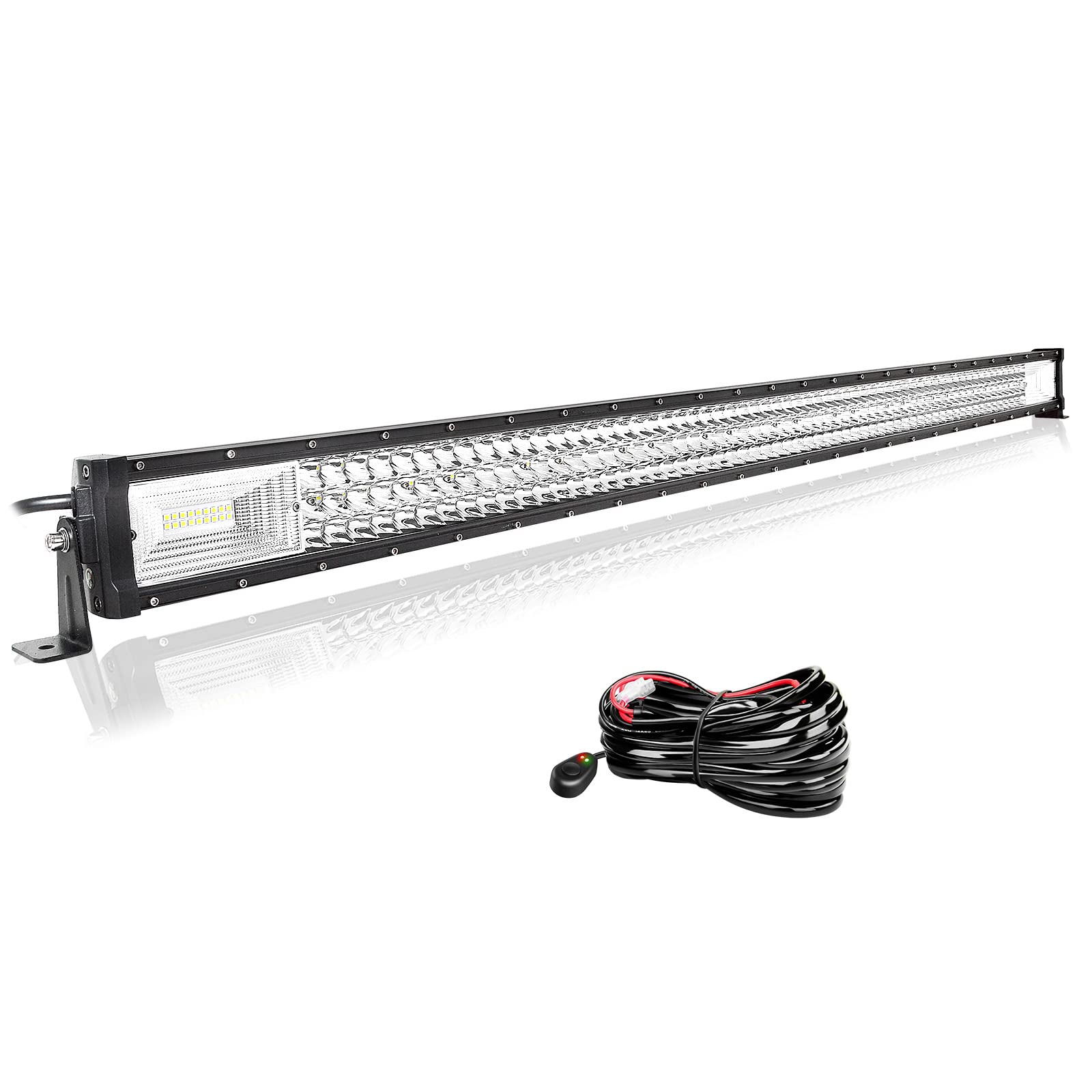 Willpower 50 Zoll 127CM 648W Led Arbeitsscheinwerfer Bar Led Scheinwerfer 12V 24V Wasserdicht Flutlicht Spot Led Bar für Offroad Auto Traktor Zusatzscheinwerfer Rückfahrscheinwerfer mit Kabelbaum von Willpower