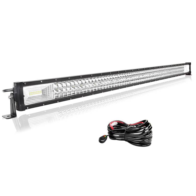 Willpower 50 Zoll 127CM 648W Led Arbeitsscheinwerfer Bar Led Scheinwerfer 12V 24V Wasserdicht Flutlicht Spot Led Bar für Offroad Auto Traktor Zusatzscheinwerfer Rückfahrscheinwerfer mit Kabelbaum von Willpower