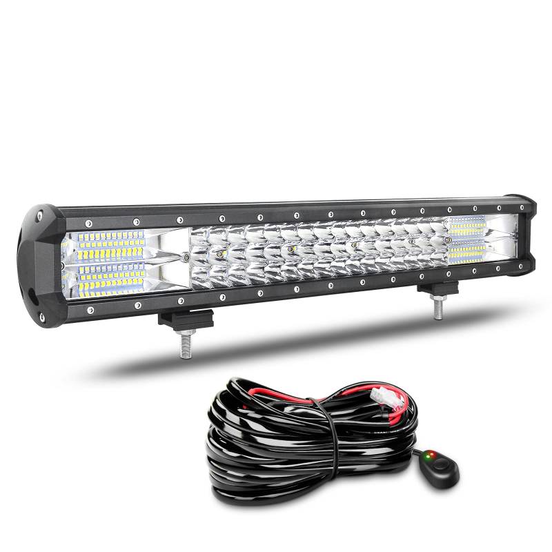 Willpower 51cm 288W LED Arbeitsscheinwerfer Bar LED Scheinwerfer 12V 24V mit Kabelbaum Flutlicht Reflektor Combo Arbeitslicht Zusatzscheinwerfer für Auto Offroad Traktor SUV UTV ATV von Willpower