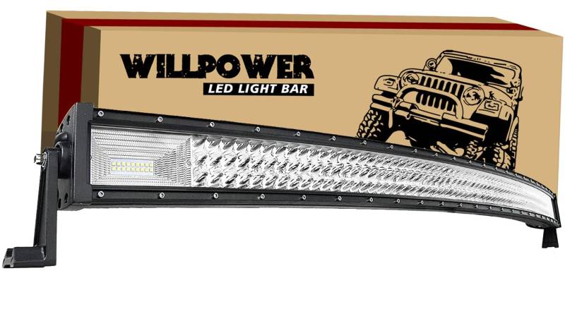 Willpower LED Arbeitsscheinwerfer Bar, 52 Zoll 675W Gebogener Led Balken 12v Mit Kabelbaum Wasserdicht led lightbar Auto led lichtbalken 12v led Scheinwerfer für SUV Offroad ATV UTV 4x4 von Willpower