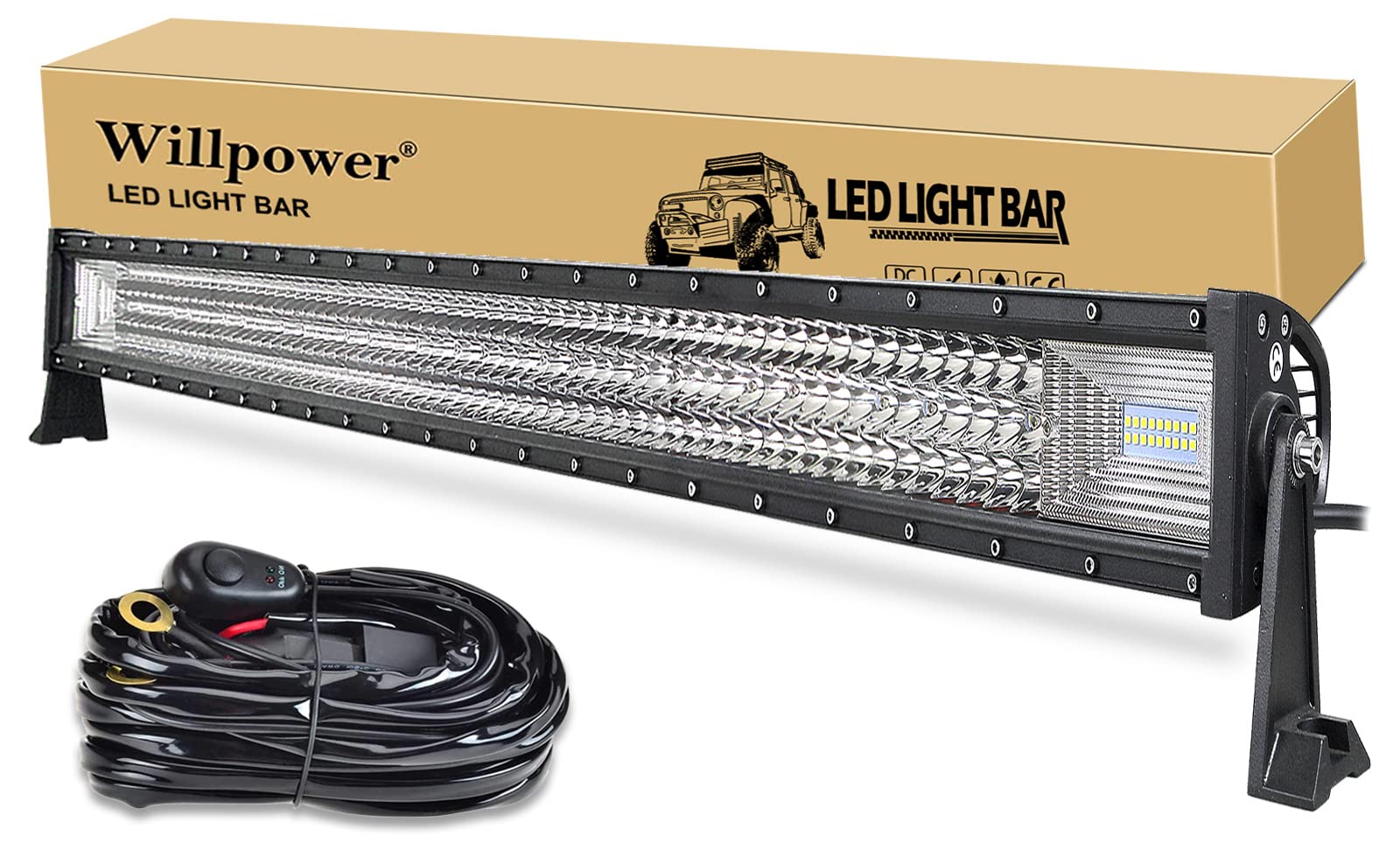 Willpower 52 Zoll LED Arbeitsscheinwerfer bar 675W LED Scheinwerfer mit Kabelbaum für Offroad Traktor ATV UTV SUV 4x4 Auto von Willpower