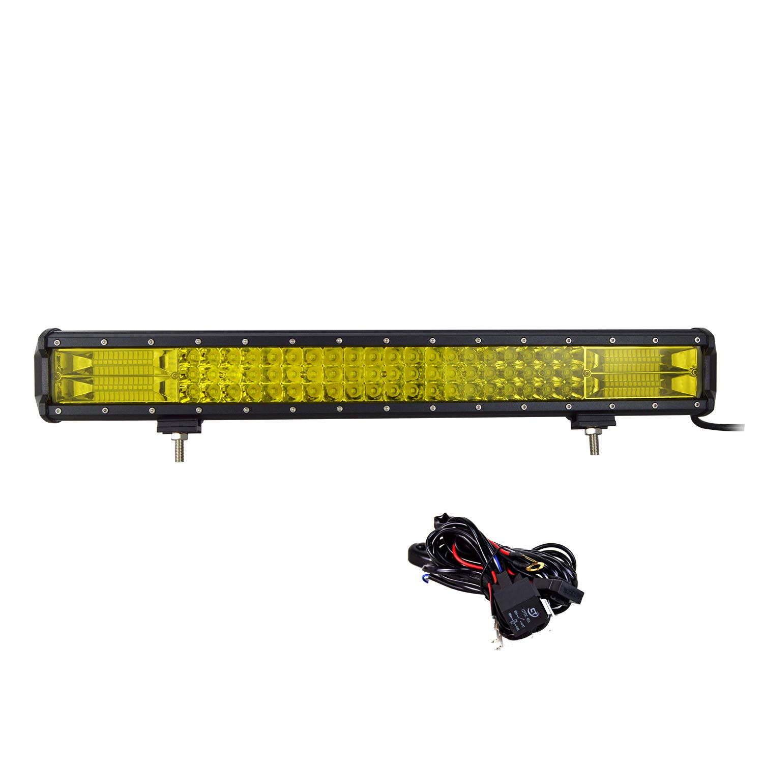 Willpower 58cm 324W LED Arbeitsscheinwerfer Bar Gelb Bernstein LED Scheinwerfer 12V 24V mit Kabelbaum Flutlicht Reflektor Combo Arbeitslicht Zusatzscheinwerfer für Auto Offroad Traktor SUV UTV ATV von Willpower