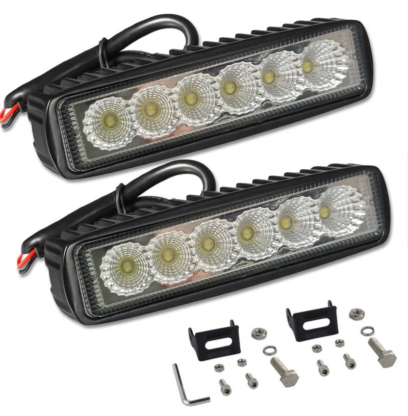 Willpower 6 Zoll Flood LED Arbeitsscheinwerfer, 18W LED Zusatzscheinwerfer 12V 24V für Bagger Trecker Motorrad SUV ATV… 2 Stück von Willpower