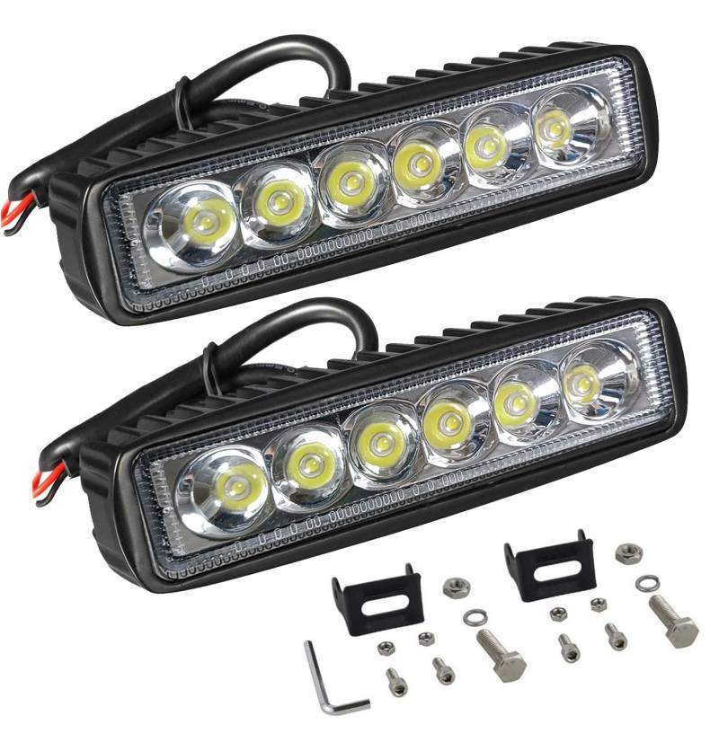 Willpower 2 Pcs LED Arbeitsscheinwerfer, 6 Zoll 18W Strahler led fernscheinwerfer, Led Scheinwerfer 12v für Auto Bagger Anhänger Traktoren LKW SUV Offroad von Willpower