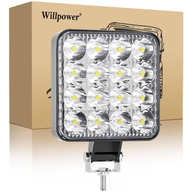 Willpower LED Arbeitsscheinwerfer, 1 X 3.3 Zoll 48W Strahler led fernscheinwerfer, Led Scheinwerfer 12v für Auto Bagger Anhänger Traktoren LKW SUV Offroad von Willpower