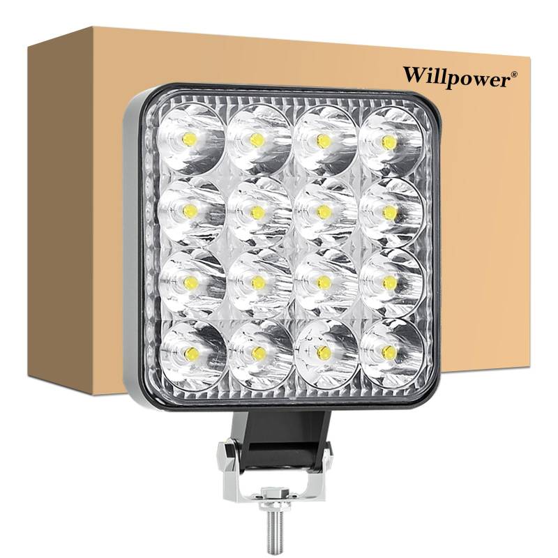 Willpower LED Arbeitsscheinwerfer, 1 x 3.3 Zoll 48W Strahler led fernscheinwerfer, Led Scheinwerfer 12v für Auto Bagger Anhänger Traktoren LKW SUV Offroad von Willpower