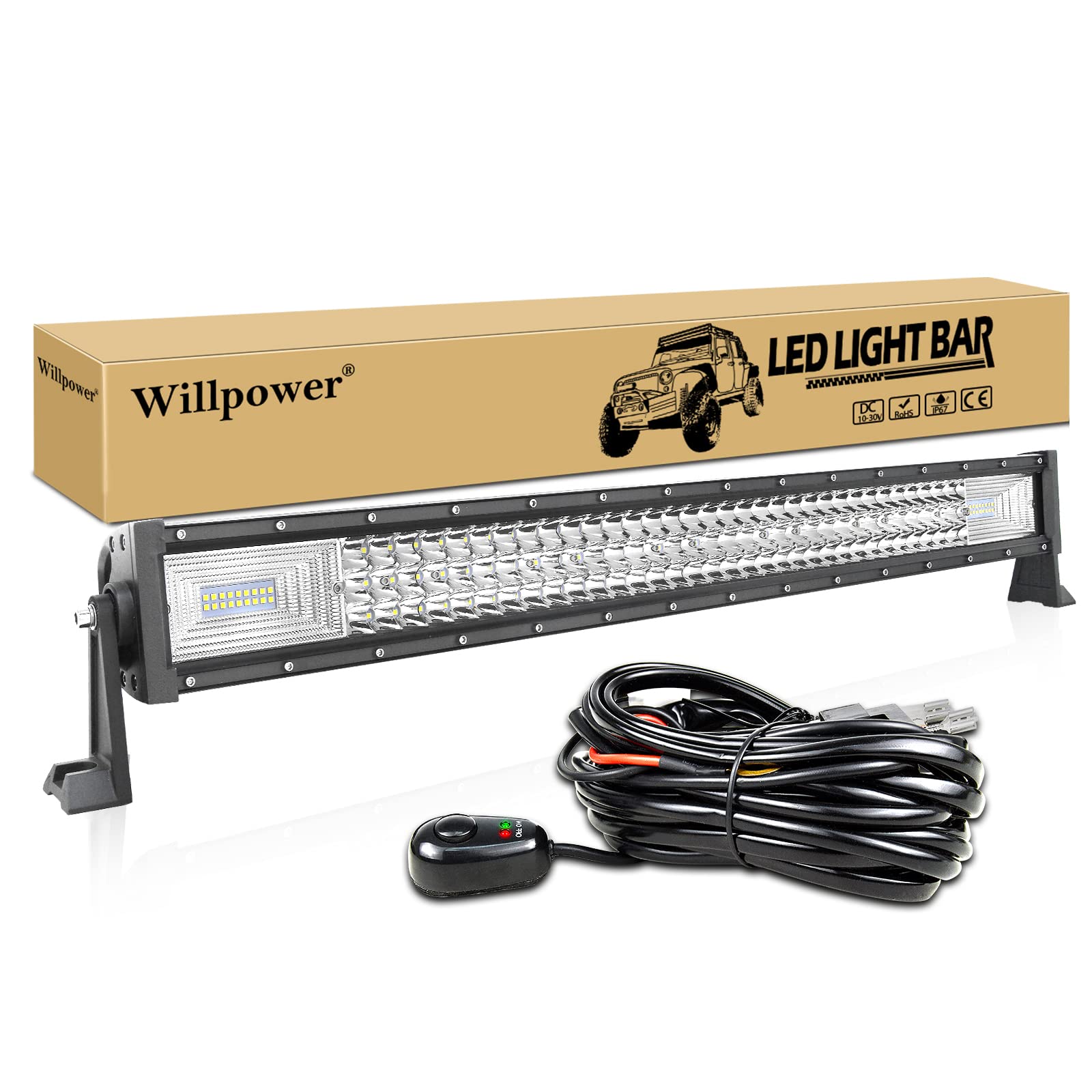 Willpower LED Arbeitsscheinwerfer Bar 32 Zoll 81cm 405W LED Scheinwerfer 12V 24V mit Kabelbaum Flutlicht Reflektor Combo Arbeitslicht Zusatzscheinwerfer für Auto Offroad Traktor SUV UTV ATV von Willpower