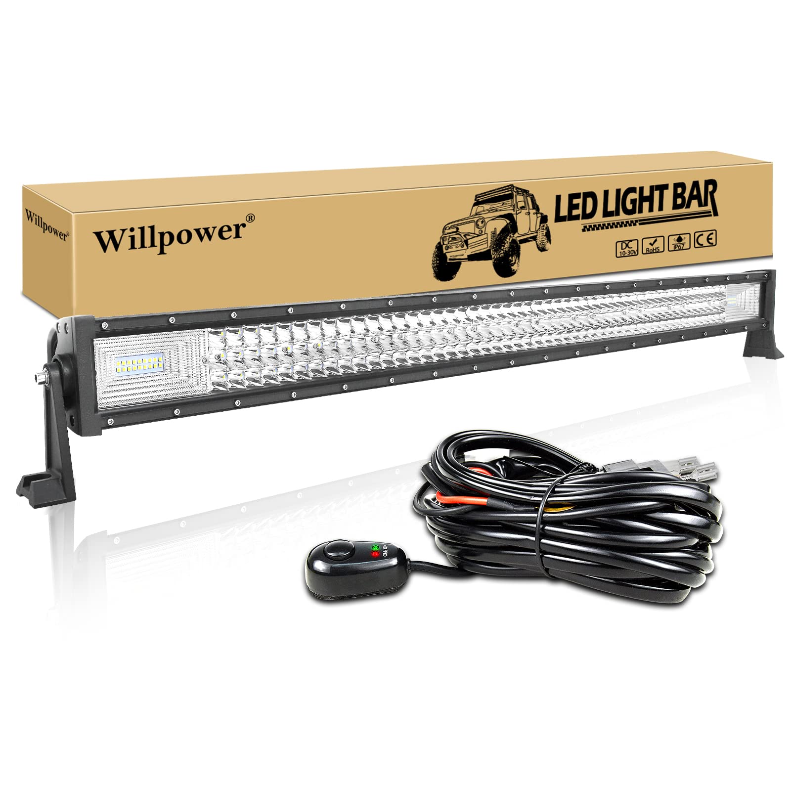 Willpower LED Arbeitsscheinwerfer Bar 42 Zoll 107cm 540W LED Scheinwerfer 12V 24V mit Kabelbaum Flutlicht Reflektor Combo Arbeitslicht Zusatzscheinwerfer für Auto Offroad Traktor SUV UTV ATV von Willpower