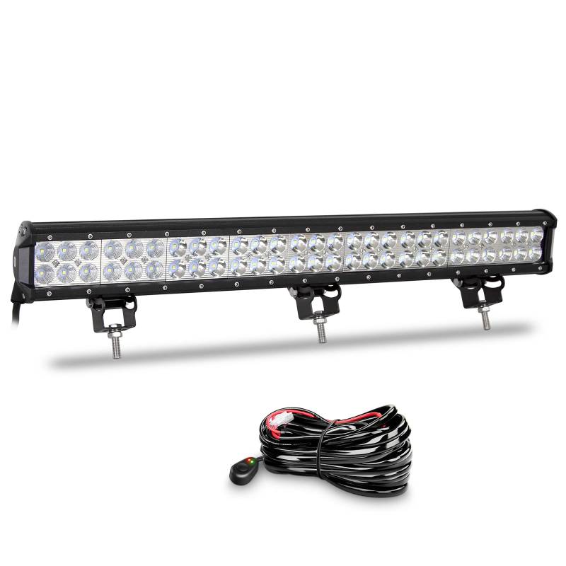 Willpower Led Arbeitsscheinwerfer Bar 25 Zoll 64cm 162W Led Scheinwerfer 12V 24V Strahler Flutlicht Zusatzscheinwerfer 6000K Offroad Scheinwerfer Arbeitslicht für Auto Traktor SUV ATV Mit Kabelbaum von Willpower