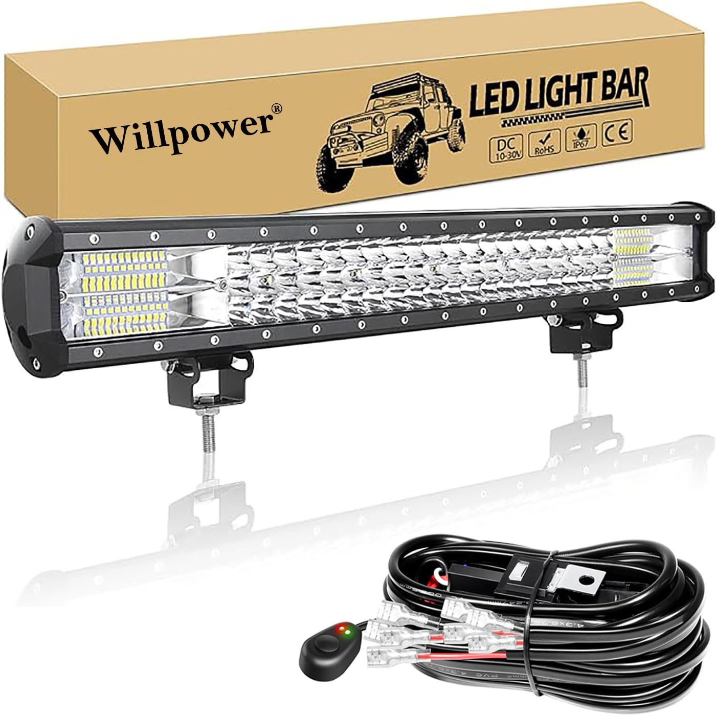 Willpower Led Arbeitsscheinwerfer Bar, 23 Zoll 324W Led Balken 12v Mit Halterungen Wasserdicht led lightbar Auto led lichtbalken 12v led Scheinwerfer für SUV Offroad ATV UTV 4x4 von Willpower