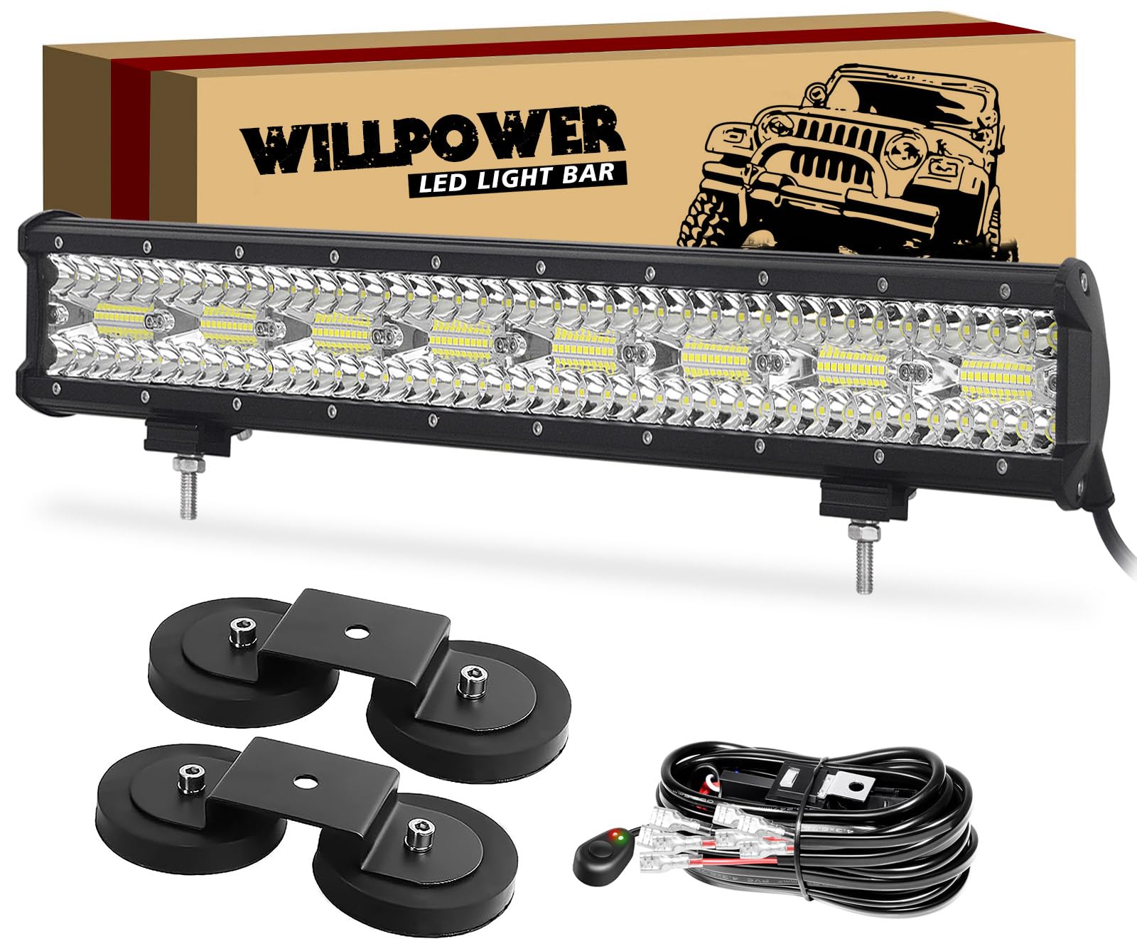 Willpower Led Arbeitsscheinwerfer Bar, 23 Zoll 480W Led Balken 12v Mit Kabelbaum Wasserdicht led lightbar auto led lichtbalken 12v led scheinwerfer für SUV Offroad ATV UTV 4x4 von Willpower