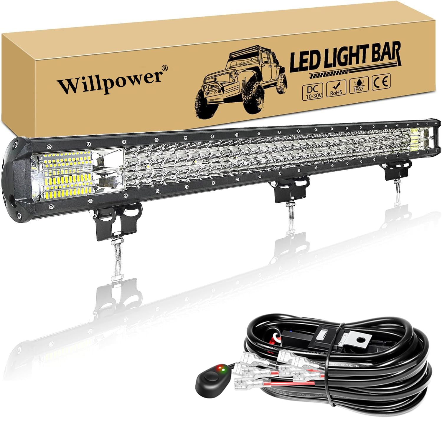 Willpower Led Arbeitsscheinwerfer Bar, 34 Zoll 468W Led Balken 12v Mit Halterungen Wasserdicht led lightbar Auto led lichtbalken 12v led Scheinwerfer für SUV Offroad ATV UTV 4x4 von Willpower