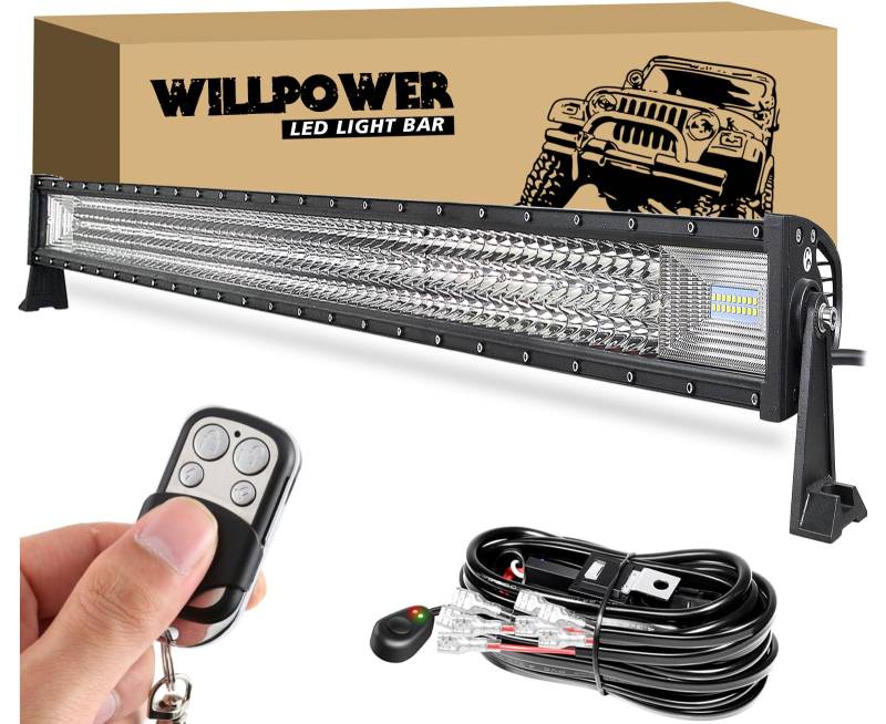 Willpower Led Arbeitsscheinwerfer Bar, 52 Zoll 675W Gewolbt Led Balken 12v Mit Kabelbaum Wasserdicht led lightbar Auto led lichtbalken 12v led Scheinwerfer für SUV Offroad ATV UTV 4x4 von Willpower