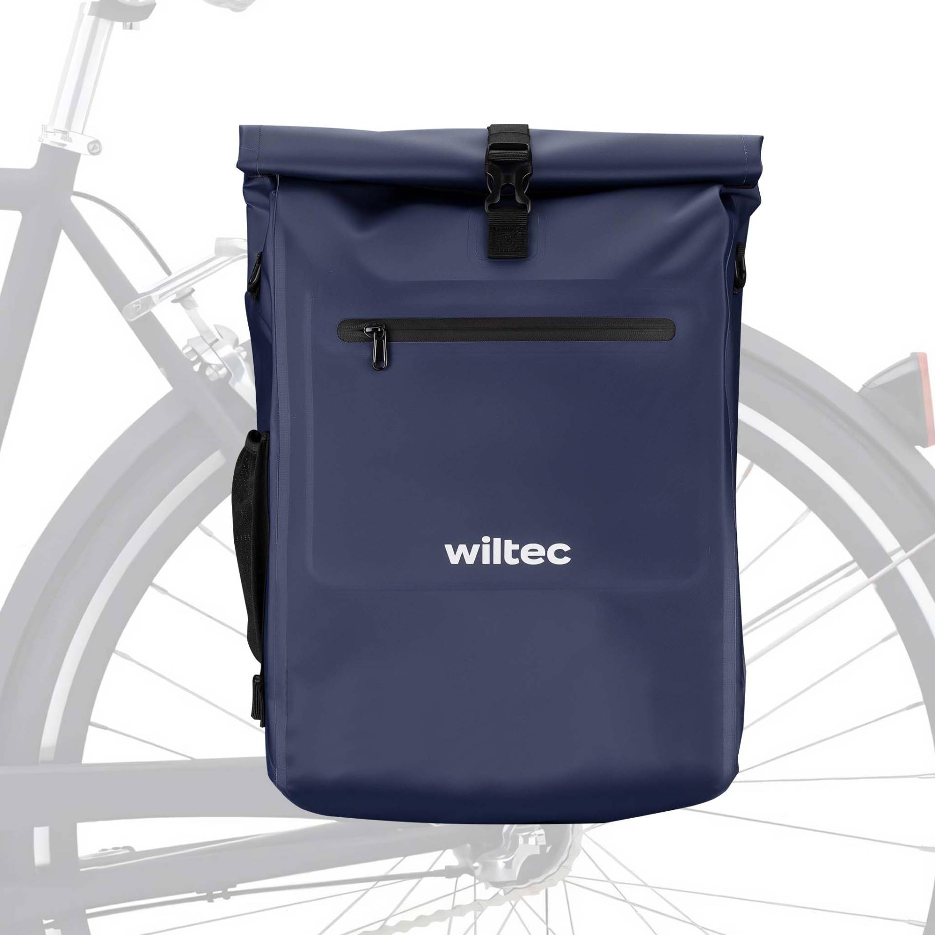 Wiltec 3 in 1 Gepäckträgertasche blau, Fahrradtasche Rucksack 25 l Stauraum, Gepäcktasche mit Laptopfach, wasserresistente Fahrrad Tasche von Wiltec