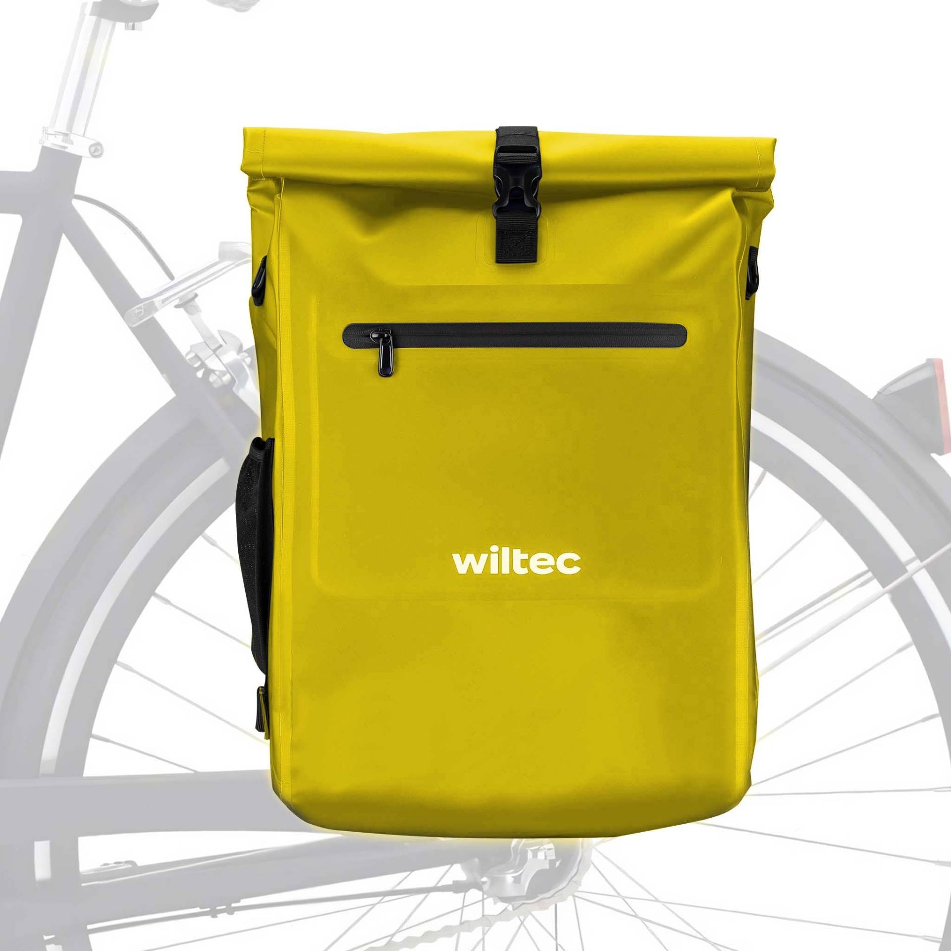 Wiltec 3 in 1 Gepäckträgertasche gelb, Fahrradtasche Rucksack 25 l Stauraum, Gepäcktasche mit Laptopfach, wasserresistente Fahrrad Tasche von Wiltec