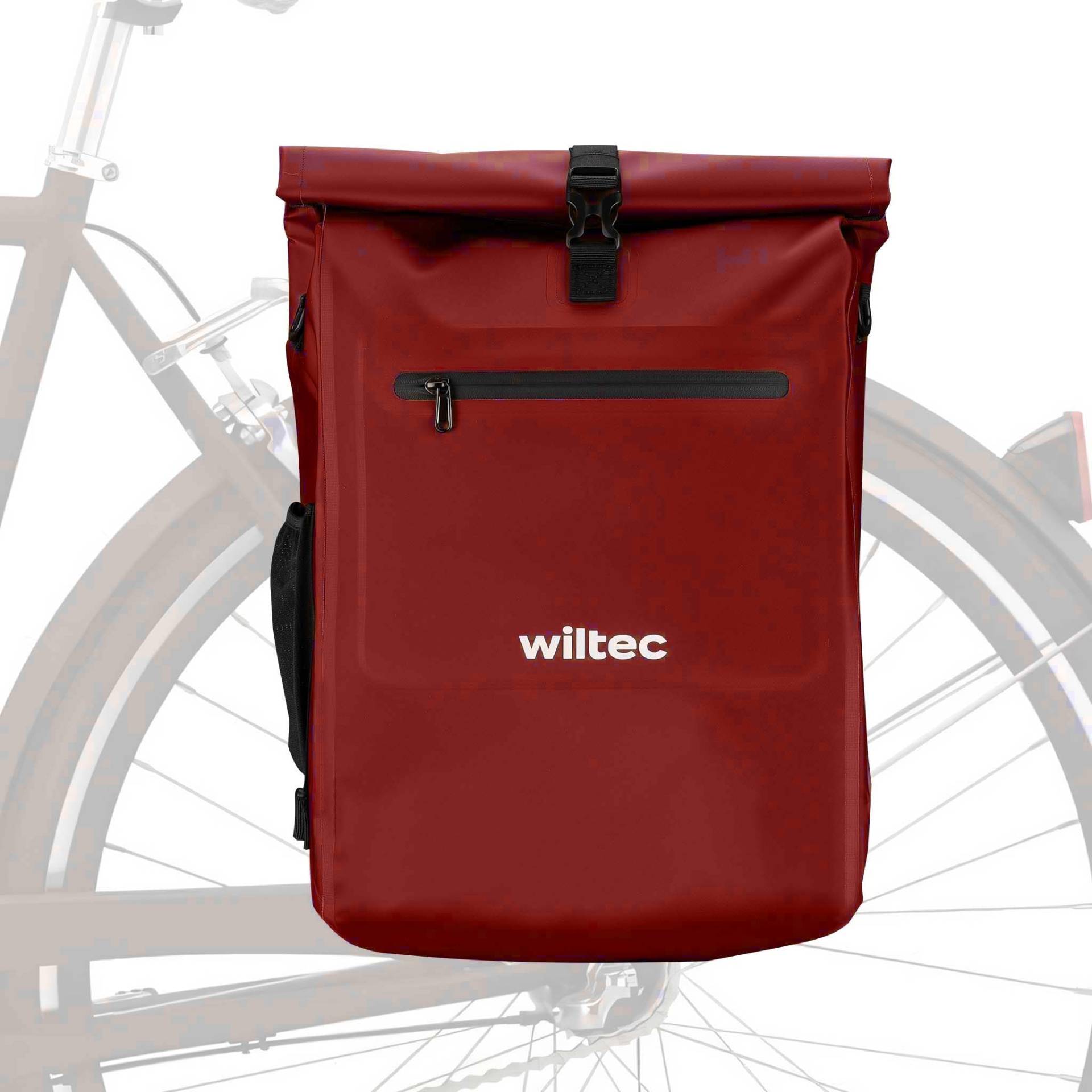 Wiltec 3 in 1 Gepäckträgertasche rot, Fahrradtasche Rucksack 25 l Stauraum, Gepäcktasche mit Laptopfach, wasserresistente Fahrrad Tasche von Wiltec