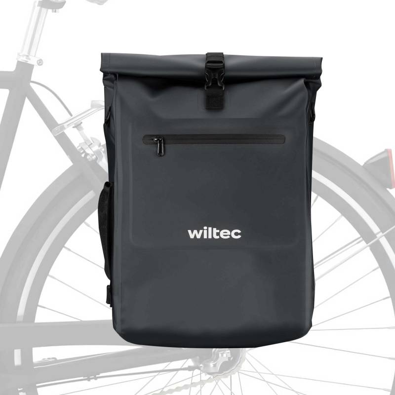 Wiltec 3 in 1 Gepäckträgertasche schwarz, Fahrradtasche Rucksack 25 l Stauraum, Gepäcktasche mit Laptopfach, wasserresistente Fahrrad Tasche von Wiltec