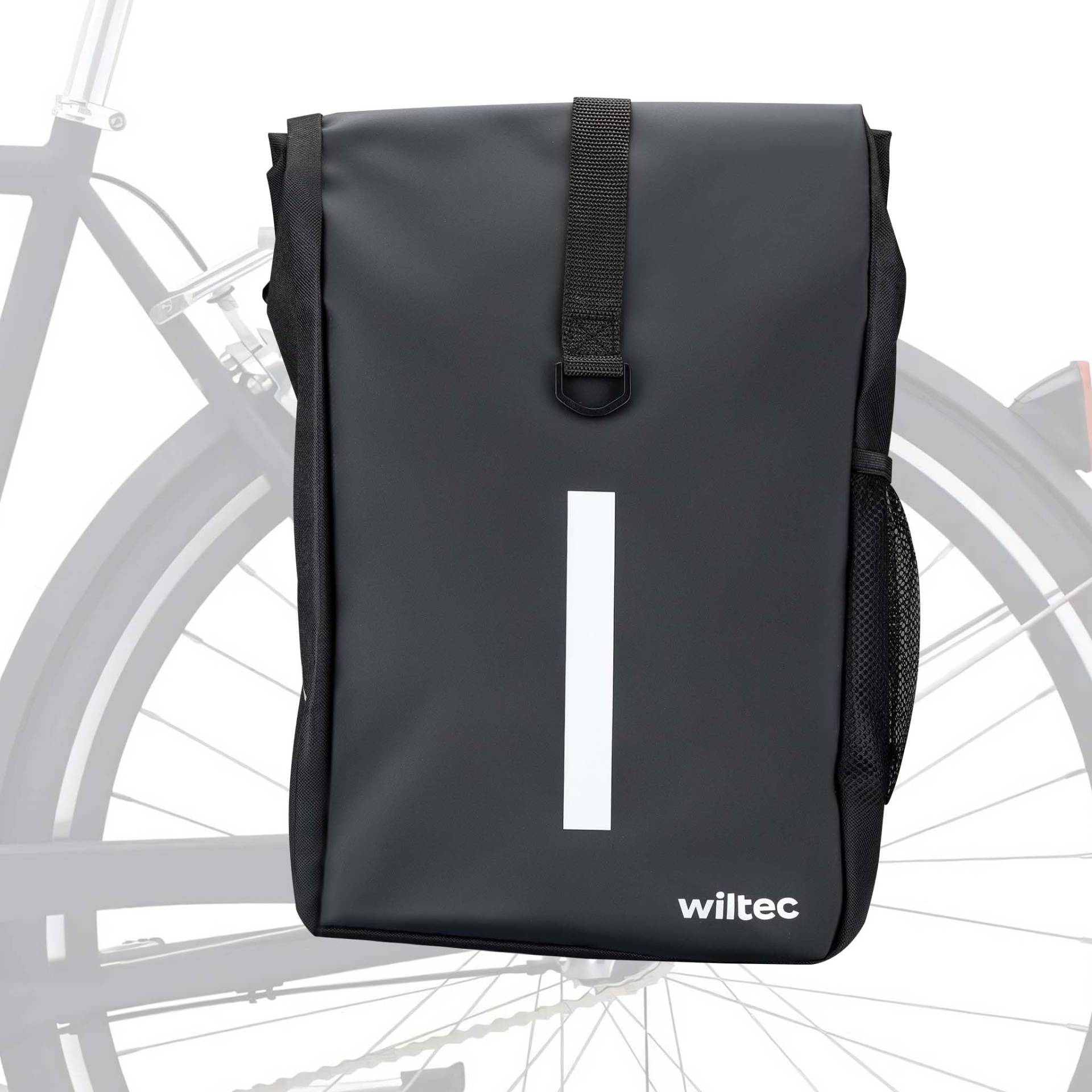 Wiltec Gepäckträgertasche matt schwarz, Fahrradtasche Gepäckträger 16 l Stauraum, Gepäcktasche mit Tragegurt, wasserresistente Fahrrad Tasche von Wiltec