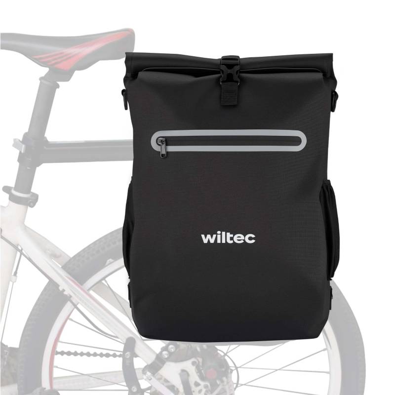 Wiltec Gepäckträgertasche schwarz, Fahrradtasche Rucksack 20 l Stauraum, Gepäcktasche mit Laptopfach, wasserresistente Fahrrad Tasche von Wiltec