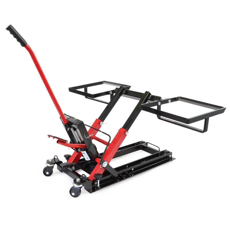 Wiltec Hydraulik-Heber 3 in 1, Motorradheber bis 300 kg, Quad Hebebühne Hubhöhe bis 53 cm, Mobile Hebebühne für ATV, Rasenmäher, Motorräder von Wiltec