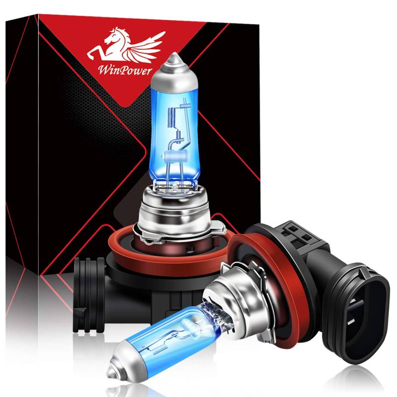 WinPower H8 12V 35W Halogen 5000K Warmweiß Birnen für Auto Tagfahrlicht/Nebelscheinwerfer, Motorrad Scheinwerferlampe, 2 Stück von WinPower