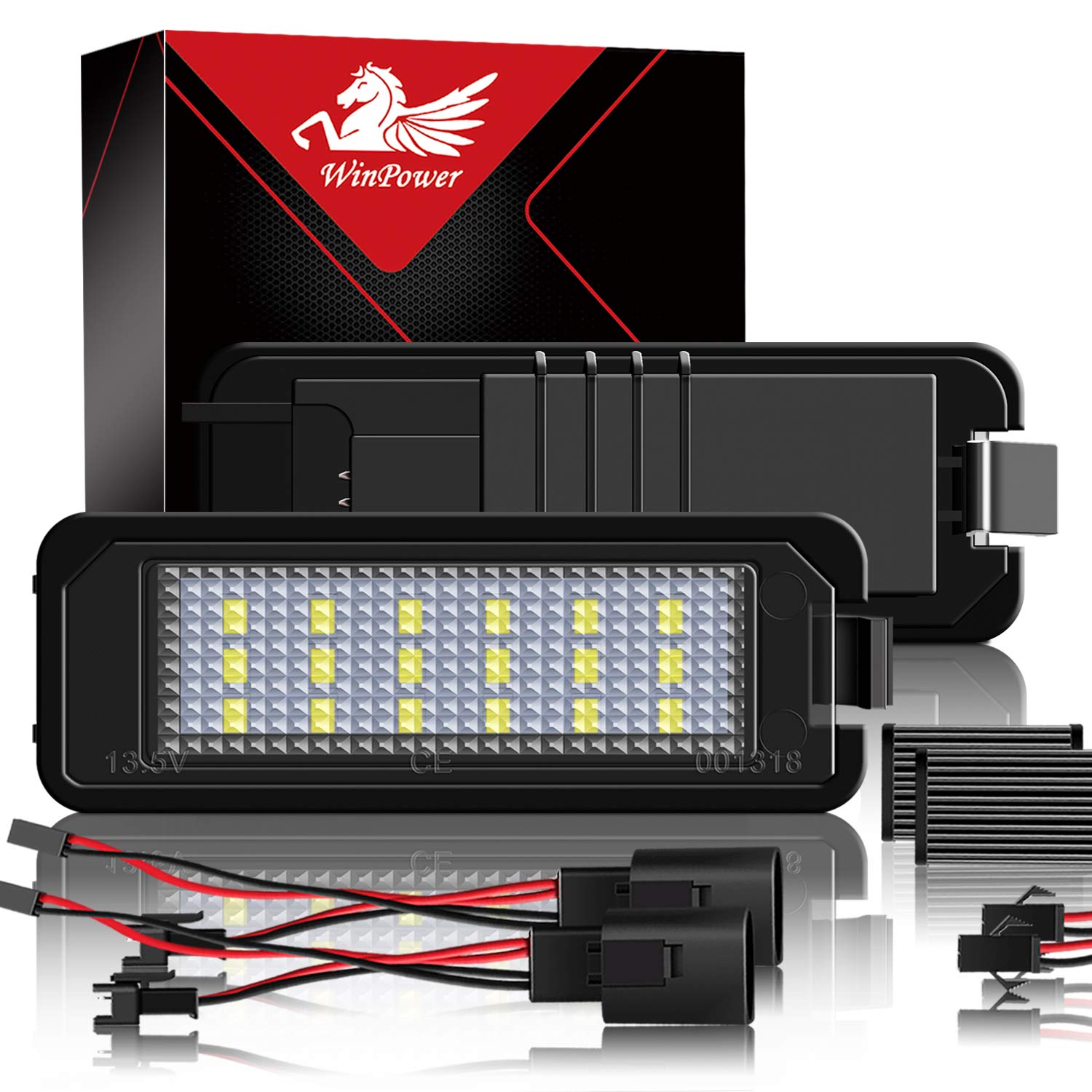 WinPower Kennzeichenbeleuchtung Montage Nummernschildbeleuchtung Bright Weiß Kompatibel mit Passat B6 B7 B8 CC Golf 4 5 6 7 Polo 9N 6N etc., 2 Stücke von WinPower