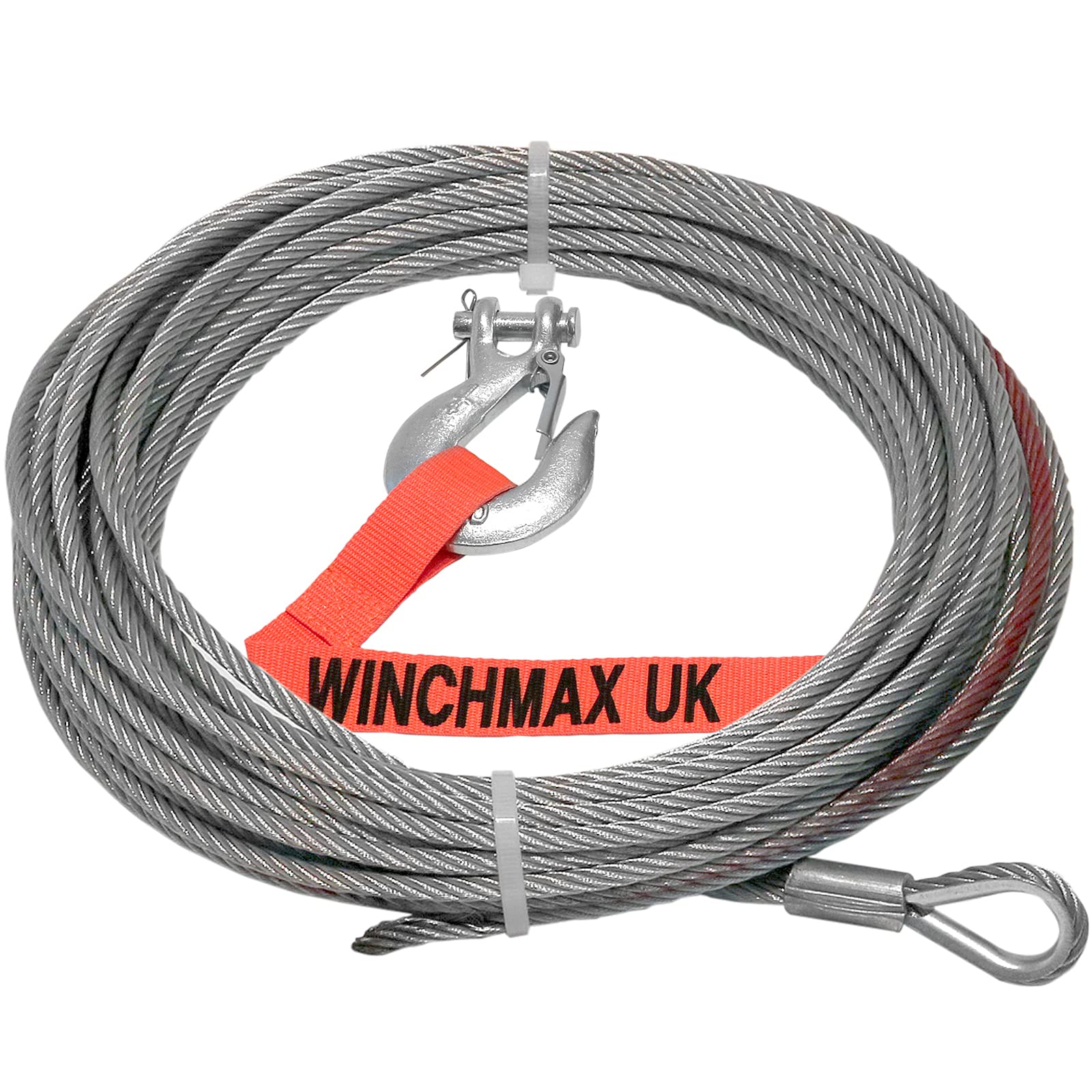 WINCHMAX Seilwinde Seilseil Drahtseil 15m x 5mm mit ¼" Gabelkopf Haken geeignet für Seilwinde bis 1,8kg von Winchmax