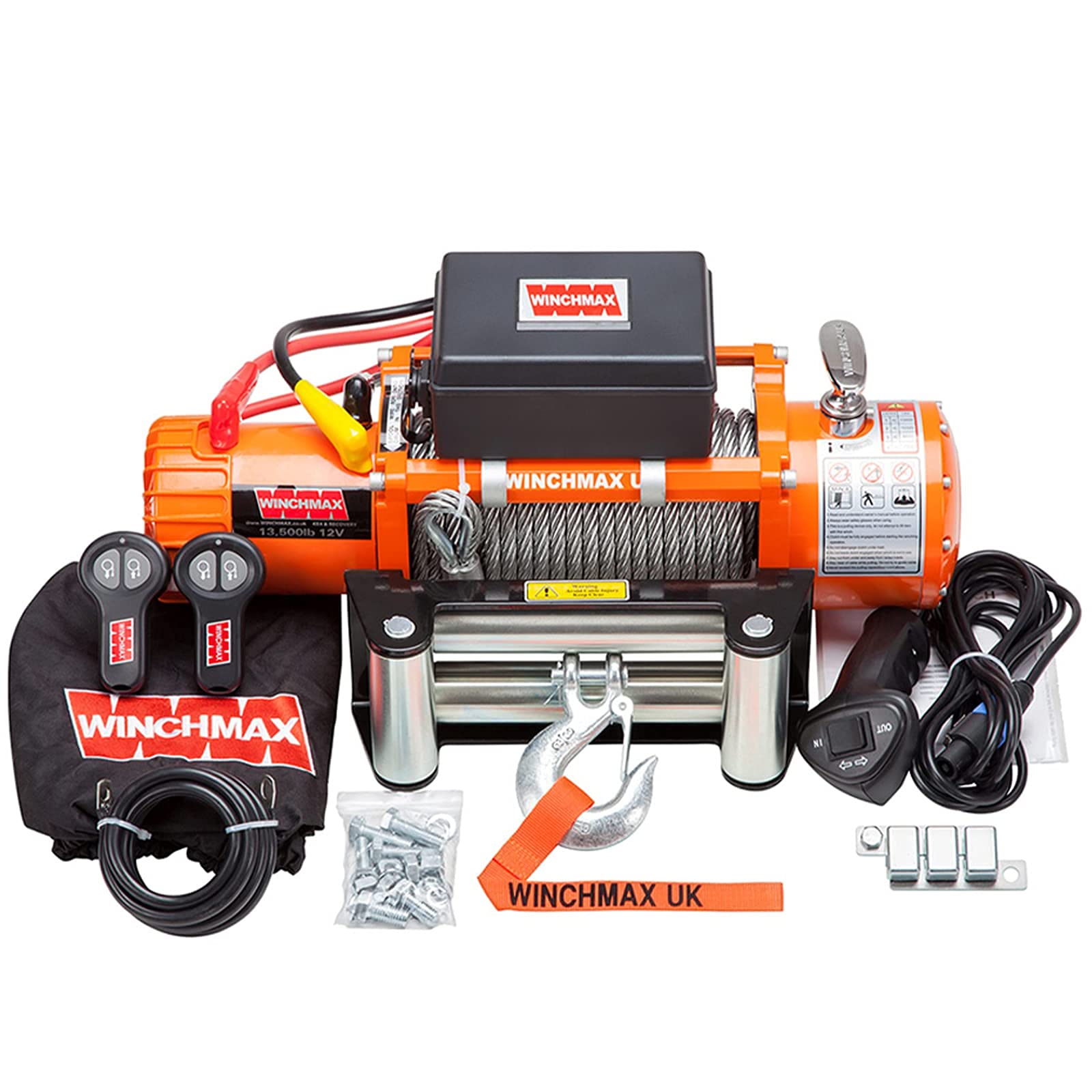 Winchmax Elektrische Seilwinde, 12 V, 4 x 4, für 6123 kg, kabellos, für die Bergung von Geländefahrzeugen geeignet von Winchmax