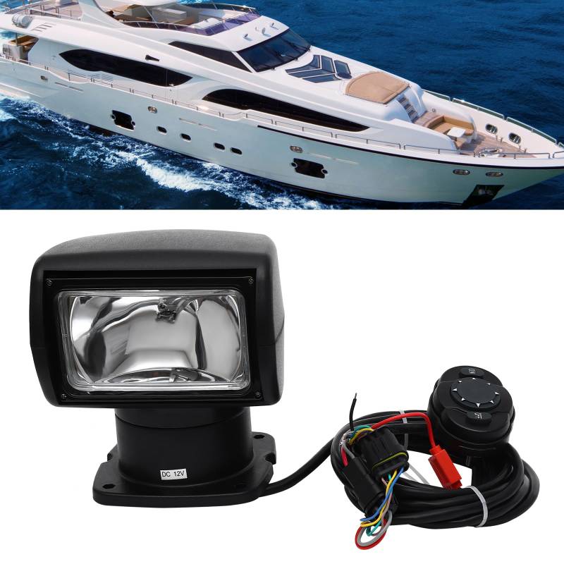 WindWilder LED Suchscheinwerfer mit Fernbedienung 100W Boot Suchscheinwerfer, Scheinwerfer Boot 3200K 2500 Lumen, Bestrahlungsabstand 800m, 360° Links/Rechts Rotation, 72° Auf/Ab Rotation (Schwarz) von WindWilder