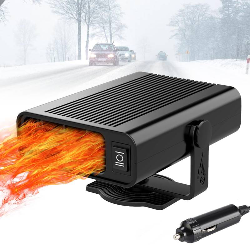 Auto Heizung, 12V 150W Tragbare Auto Lüfter Heizlüfter, 2 in 1 Heizung & Kühlung, 360° Drehbar Windschutzscheiben Entfroster Demister Zusatzheizung, Einstecken in Zigarettenanzünder Autoheizung von WingFly