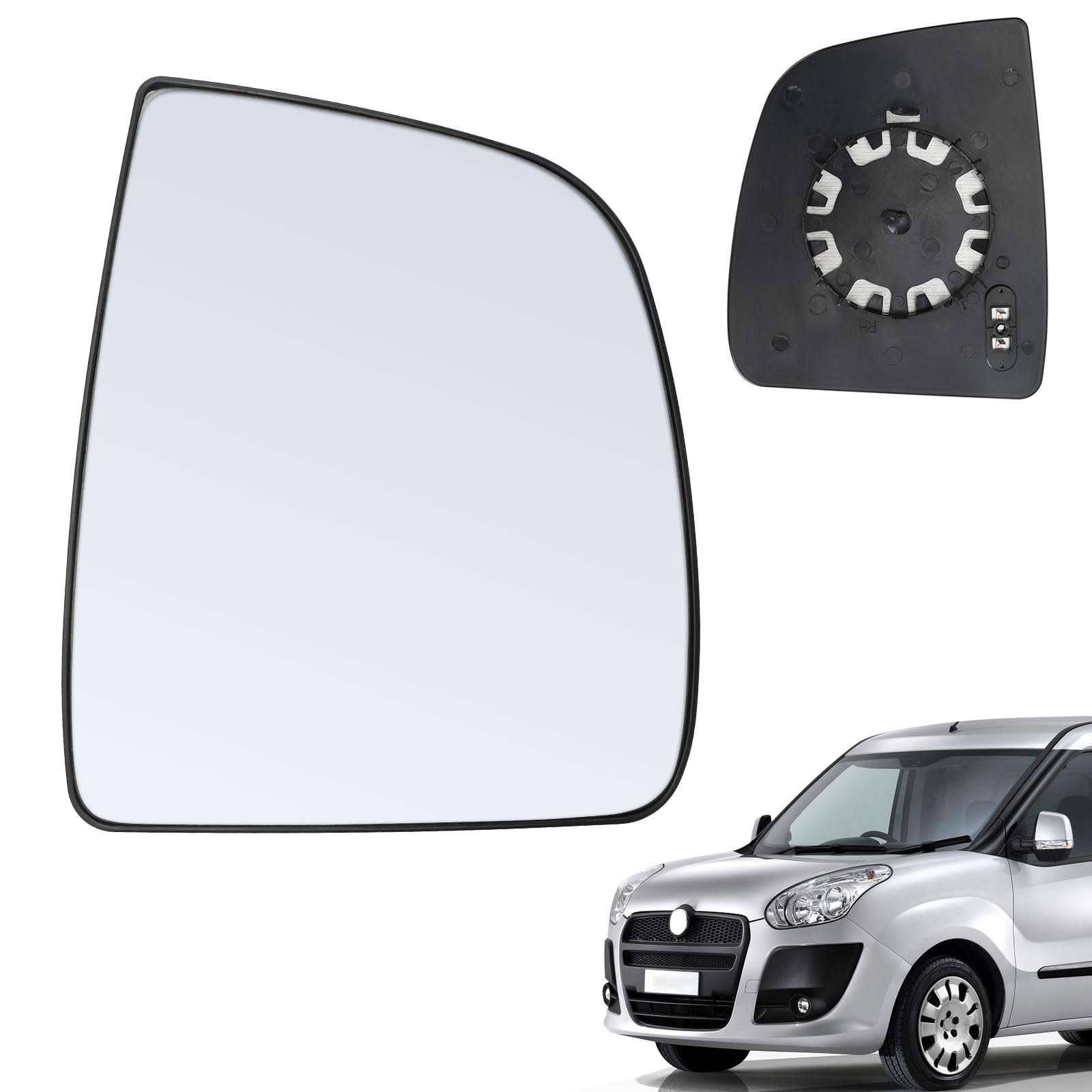 Spiegelglas Spiegel Glas Rechts Side Assist Kompatibel mit Opel Combo D 2012-2018, Beheizbar Außenspiegel Asphärisch von WingFly