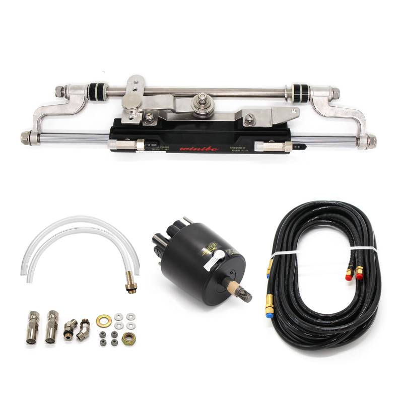 Winibo ZA0350 Marine Hydraulische Außenbordlenkung für Außenborder bis 300 PS mit Helmpumpe, Kompaktzylinder, Schlauch (andere) von Winibo