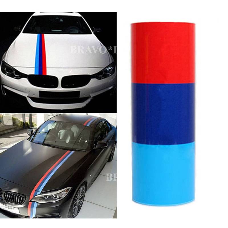 Winlauyet 200cm x 15cm Streifen Flagge Auto Aufkleber Motorhaube Deko Folie Sticker von Winlauyet