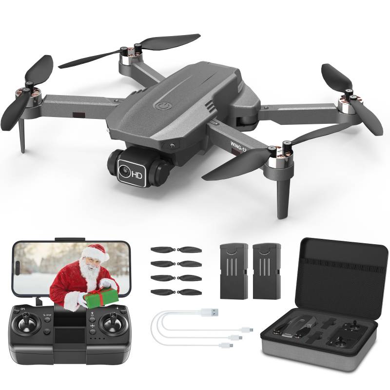 Wipkviey B12 GPS Drohne mit kamera 4k, FPV RC Quadrocopter mit Bürstenlos Motor, Niedrige Batterierückgabe, Rückkehr mit einem Klick, für Anfänger Erwachsene, unter 249g, 50Min. Flugzeit mit 2 Akku von Wipkviey