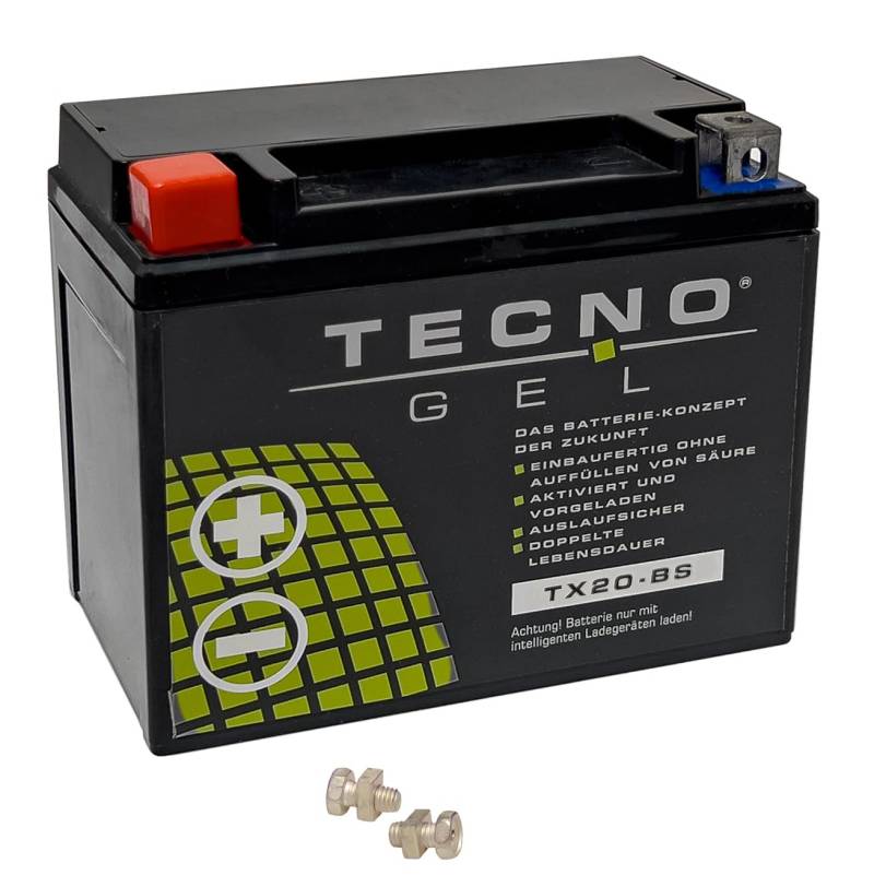 TECNO GEL Qualitäts Motorrad-Batterie für YTX20-BS für HARLEY DAVIDSON FXR... 1340 Super Glide, Low Glide, Sport Glide, Low Rider 1983-1994, 12V Gel-Batterie 18 Ah, 175x87x155 mm von Wirth-Federn