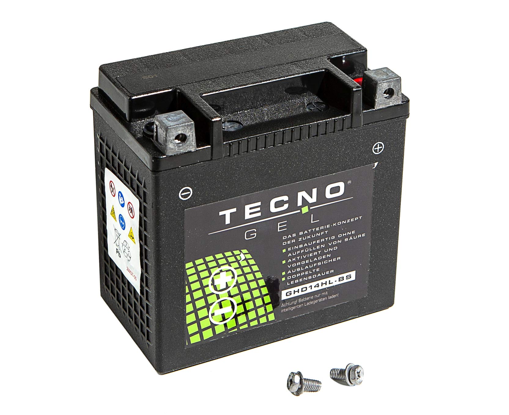 Premium TECNO-GEL Hochleistungs Motorrad-Batterie HD14HL-BS = VTB-3 TWIN, 12V Gel-Batterie 12Ah, 149x87x144 mm von Wirth-Federn