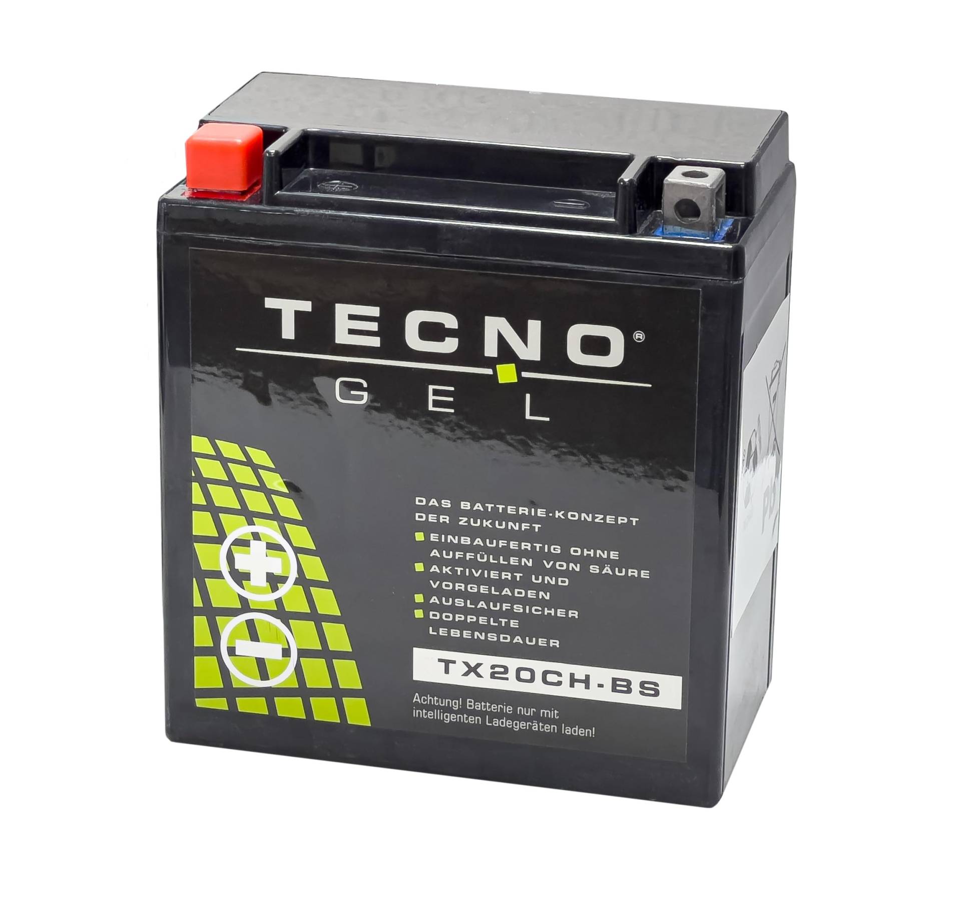 TECNO-GEL Motorrad-Batterie für YTX20CH-BS für SUZUKI VLR 1800 C Intruder 2008-2012, 12V Gel-Batterie 18Ah, 150x87x161 mm von Wirth-Federn